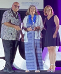 Partner Laurie S. Poole, CCAL receives 2020 Author of the Year Volunteer Award from 2020 CAI President Ursula Burgess and 2021 President of CAI Board of Trustees James H. Dodson IV, CMCA, AMS, LSM, PCAM